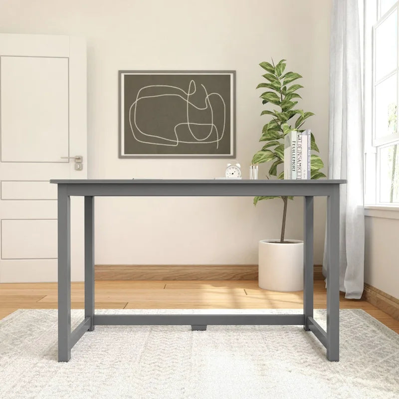 Scrivania Moderna con Gambe in Legno Massello - 119 cm