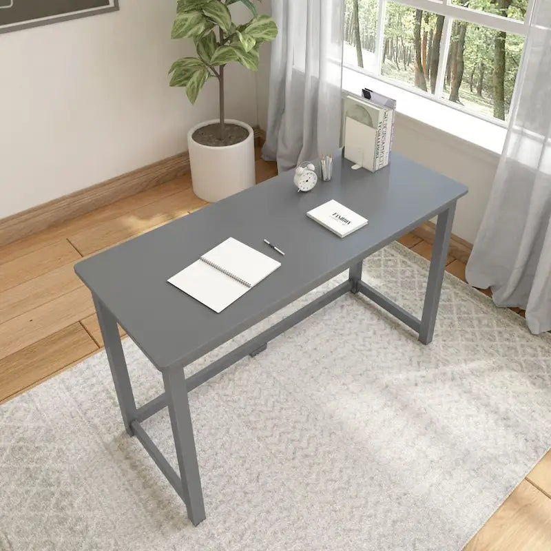Scrivania Moderna con Gambe in Legno Massello - 119 cm