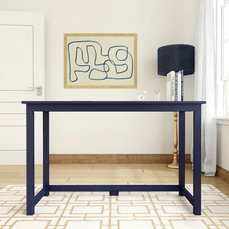 Scrivania Moderna con Gambe in Legno Massello - 119 cm