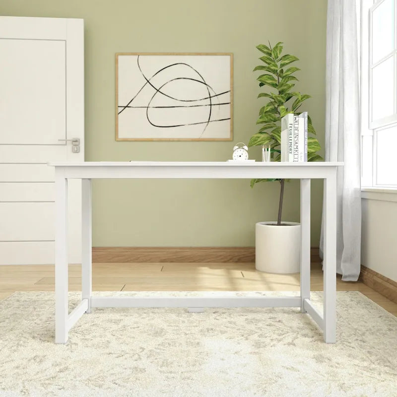 Scrivania Moderna con Gambe in Legno Massello - 119 cm