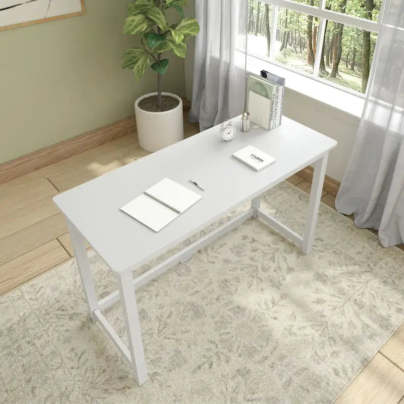 Scrivania Moderna con Gambe in Legno Massello - 119 cm