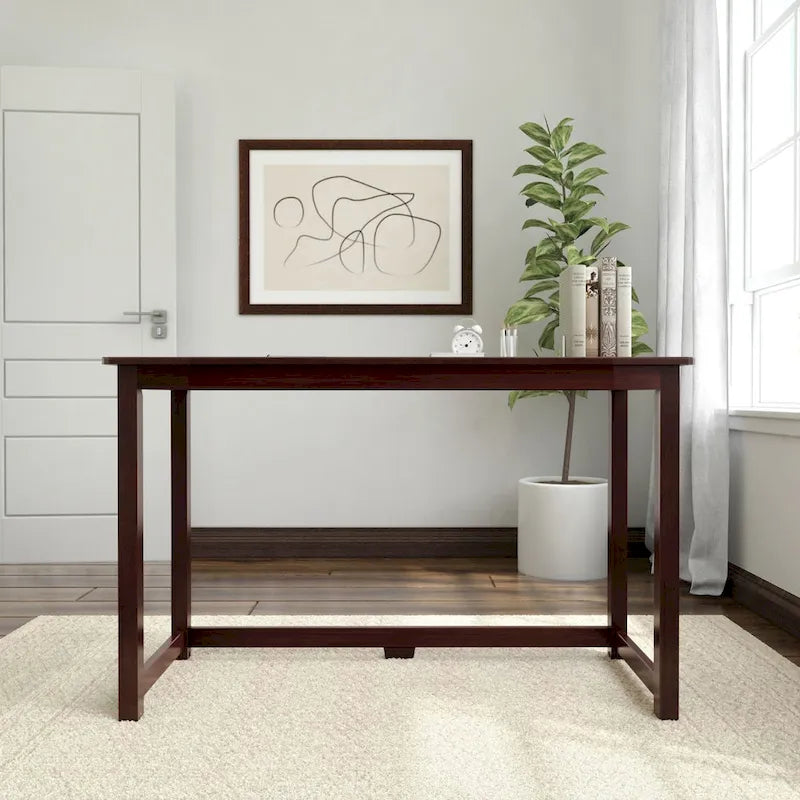Scrivania Moderna con Gambe in Legno Massello - 119 cm