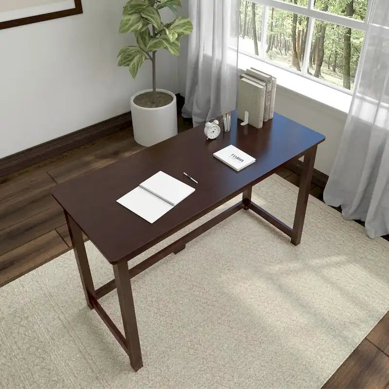 Scrivania Moderna con Gambe in Legno Massello - 119 cm