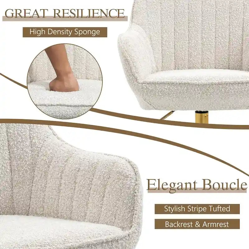 360 Swivel Home Office Chair with Gold Base and Wheels