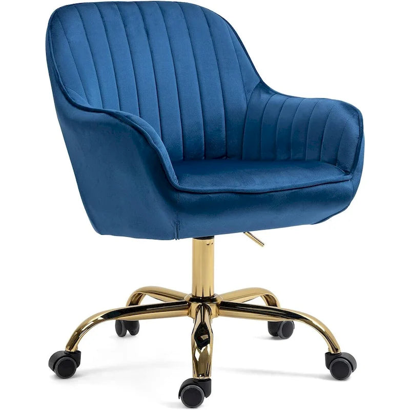 360 Swivel Home Office Chair with Gold Base and Wheels