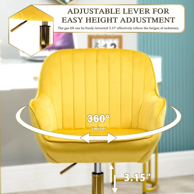 Sedia girevole a 360° per ufficio con base e ruote dorate