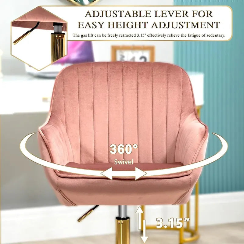 Sedia girevole a 360° per ufficio con base e ruote dorate