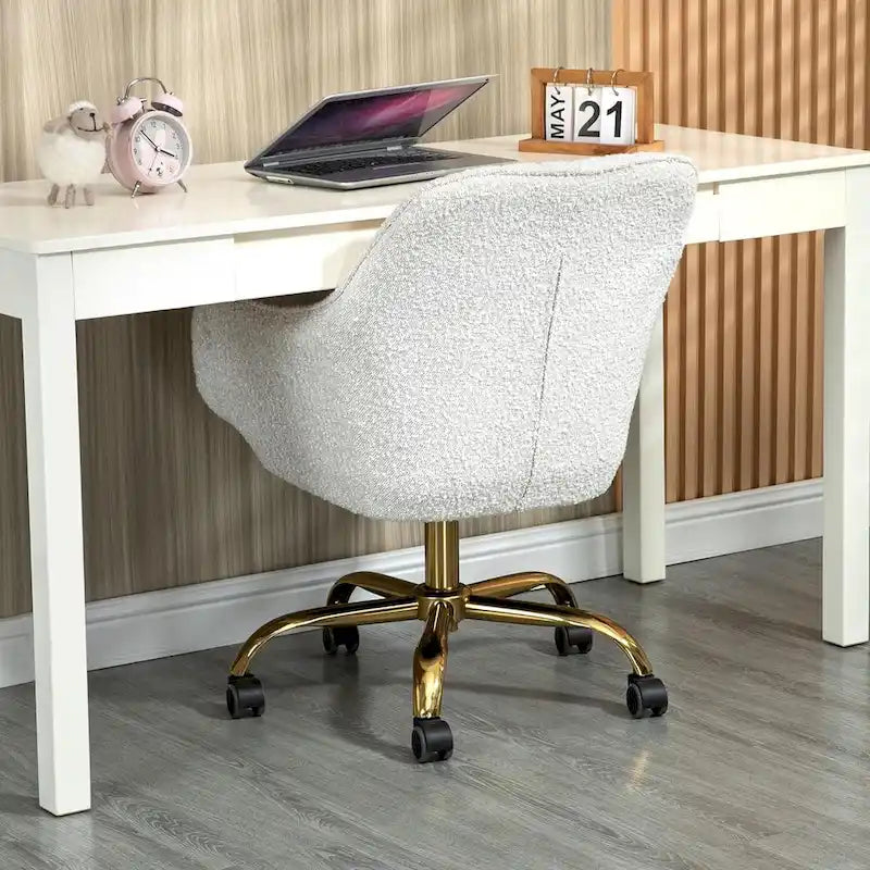 Sedia girevole a 360° per ufficio con base e ruote dorate