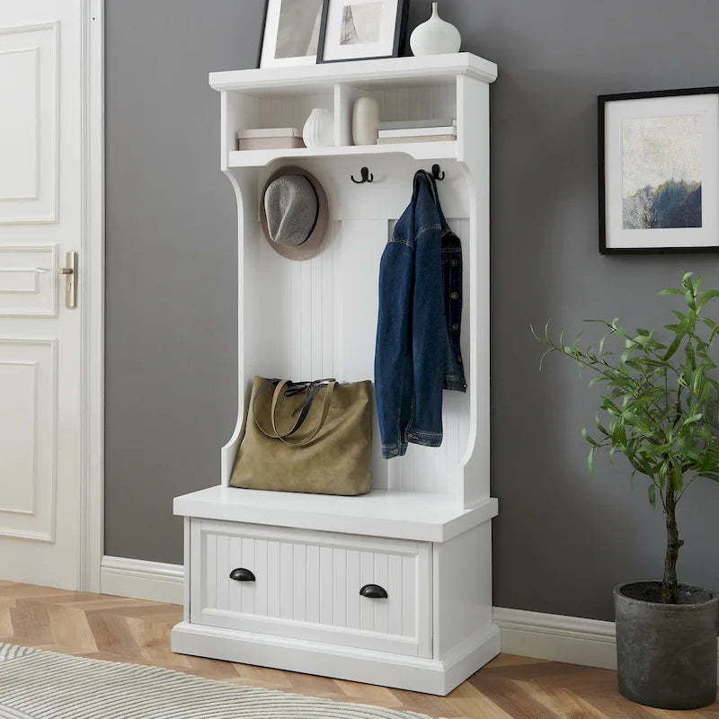 Hall Tree with Bench Seat and Hooks