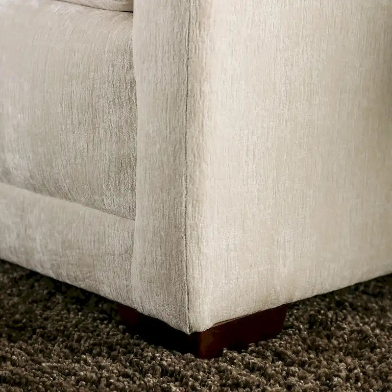 Beige Chenille Upholstered Sofa with Accent Pillows