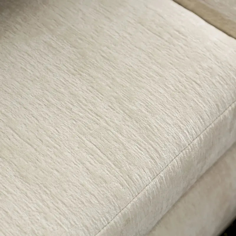 Beige Chenille Upholstered Sofa with Accent Pillows