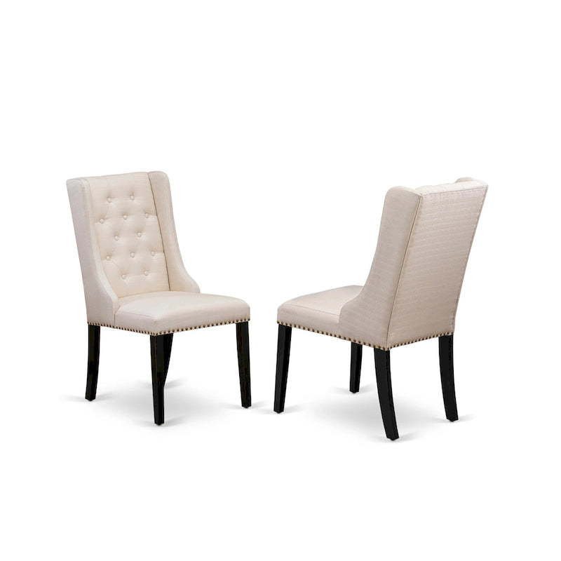 Button Tufted Nailhead Upholstered Dining Chairs Set of 2