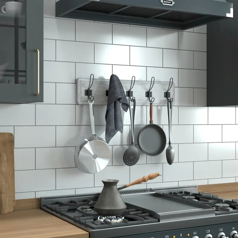 Wall Mounted Storage Rack with Upper Shelf and Hooks