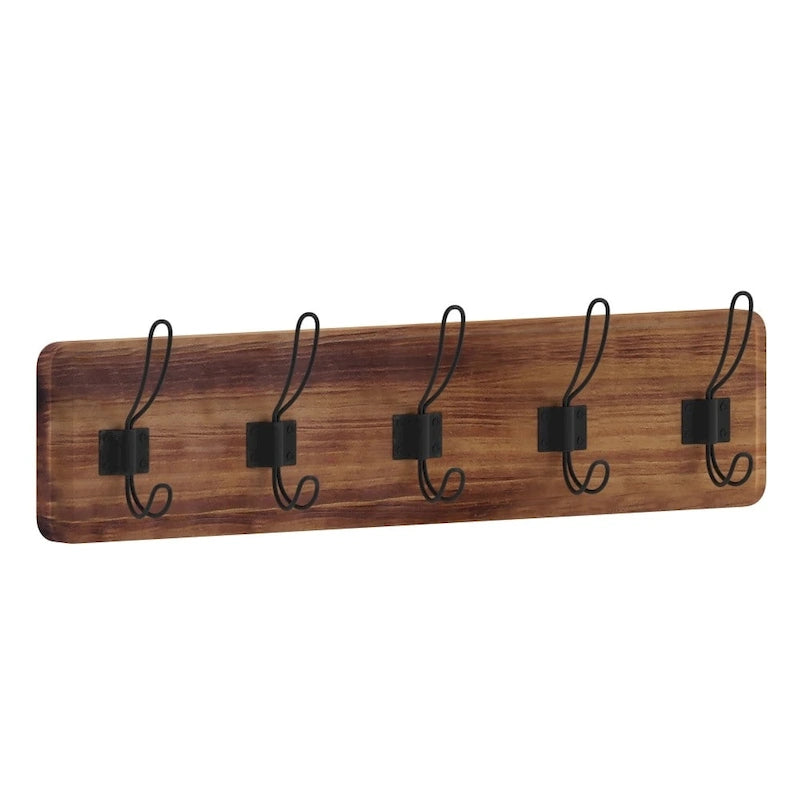 Wall Mounted Storage Rack with Upper Shelf and Hooks
