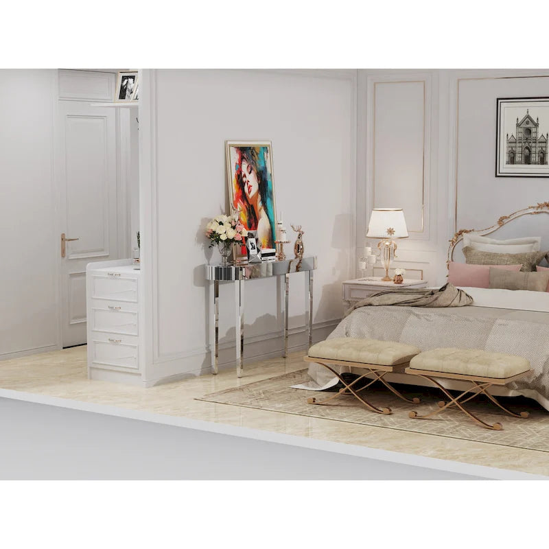 Consolle Specchiata Argento per Ingresso - 120 cm