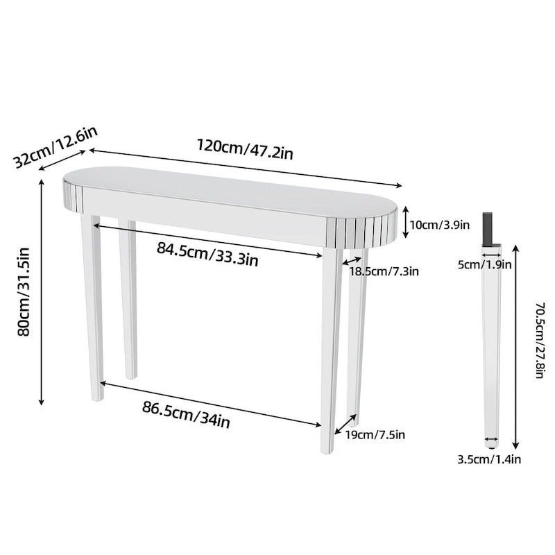 Consolle Specchiata Argento per Ingresso - 120 cm