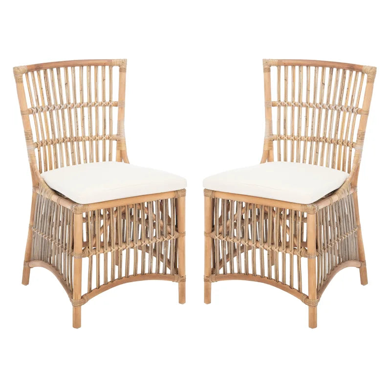 Rattan Accent Chair with Cushion Set of 2