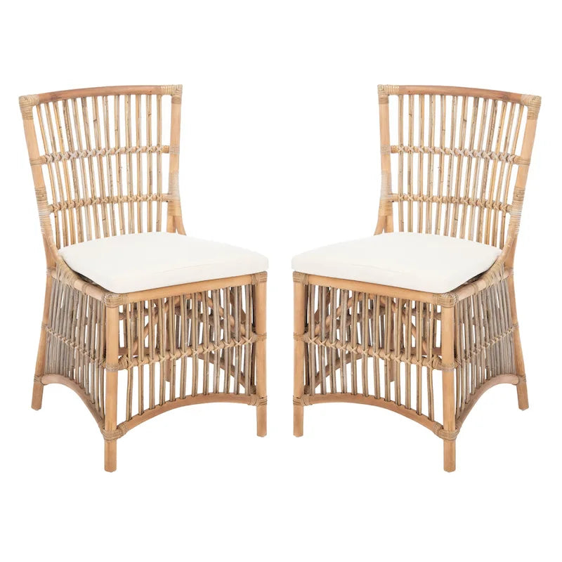 Rattan Accent Chair with Cushion Set of 2