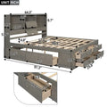 Letto Queen Size con Piattaforma e Testiera con Contenitore, e 8 Cassetti