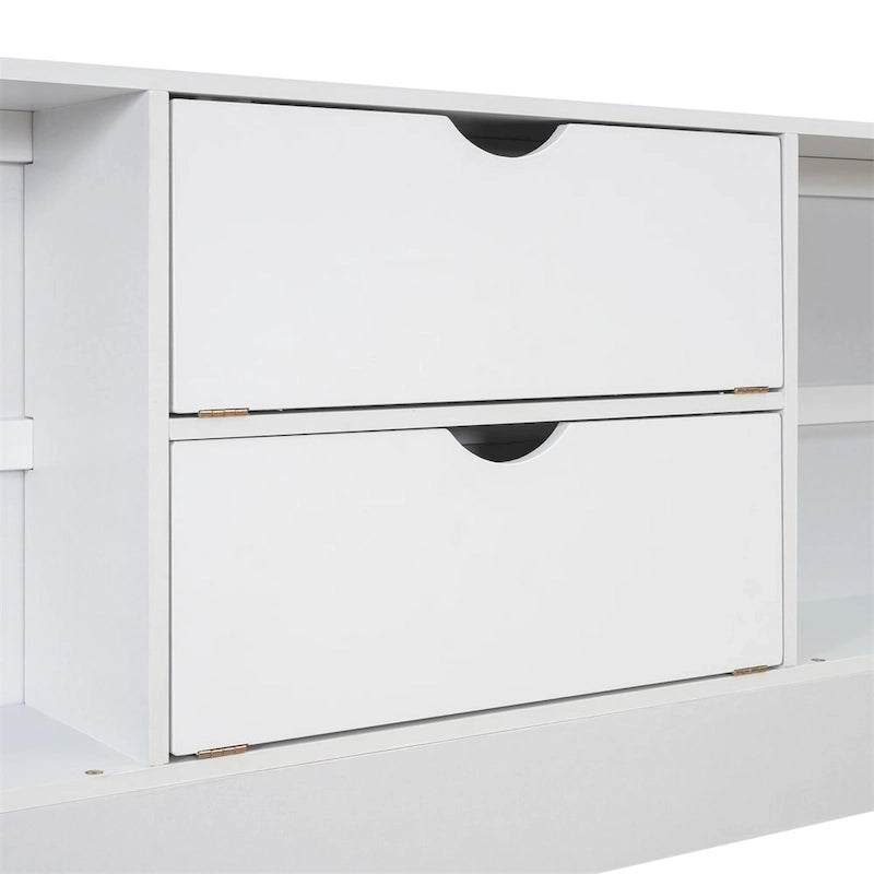 Letto Queen Size con Piattaforma e Testiera con Contenitore, e 8 Cassetti