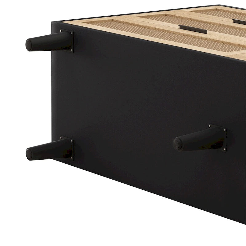 Queen Platform Bed with Upholstered Headboard and Hidden Storage