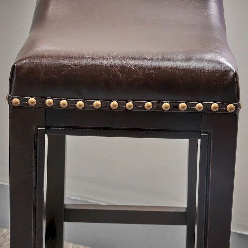 Set of 2 Bar Stools with Upholstered Seat