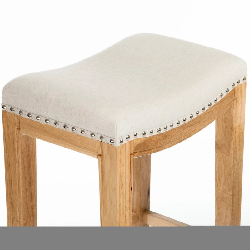 Set of 2 Bar Stools with Upholstered Seat