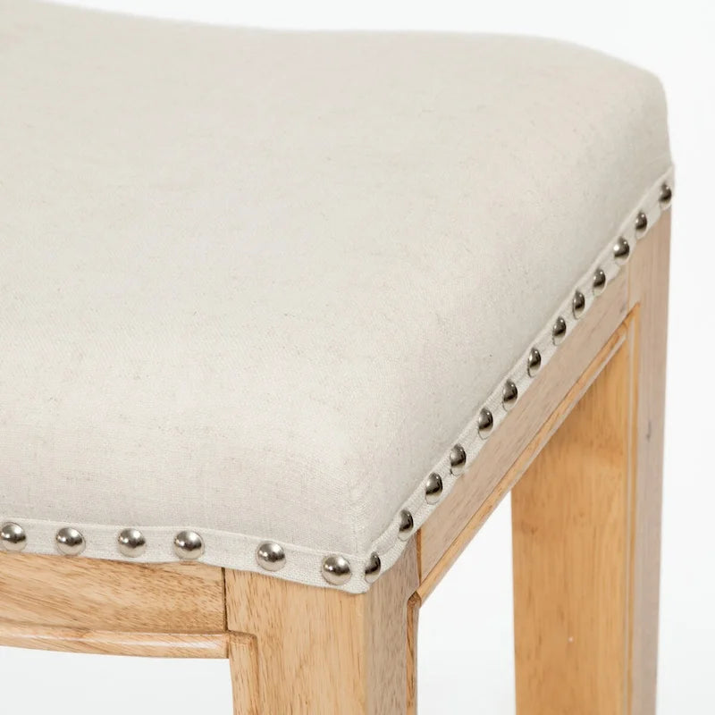 Set of 2 Bar Stools with Upholstered Seat