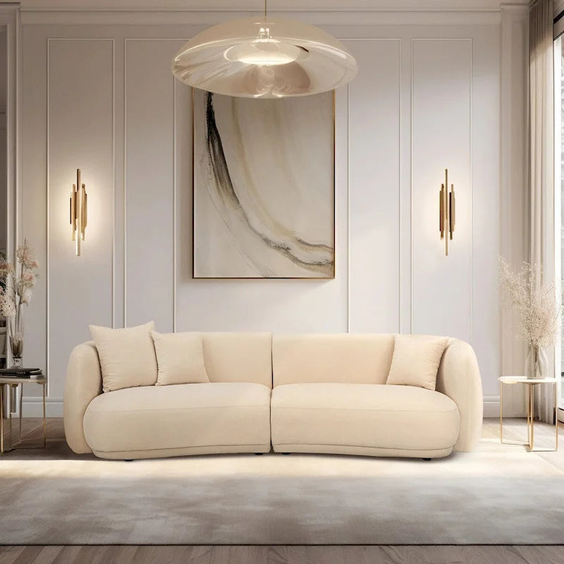 Neutral Modern 4-Seat Curved Rectangle Sofa - 117 Inch