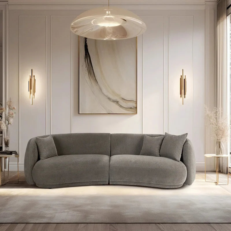 Neutral Modern 4-Seat Curved Rectangle Sofa - 117 Inch