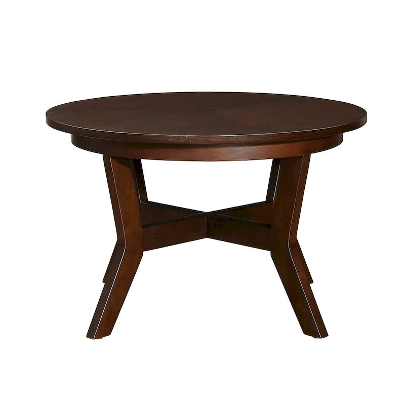 Round Wooden Coffee Table with Farmhouse Style