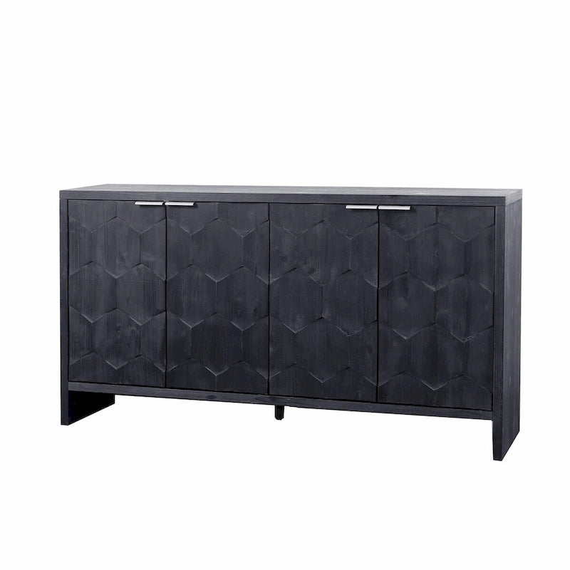 Credenza a buffet in legno a 4 ante stile rustico