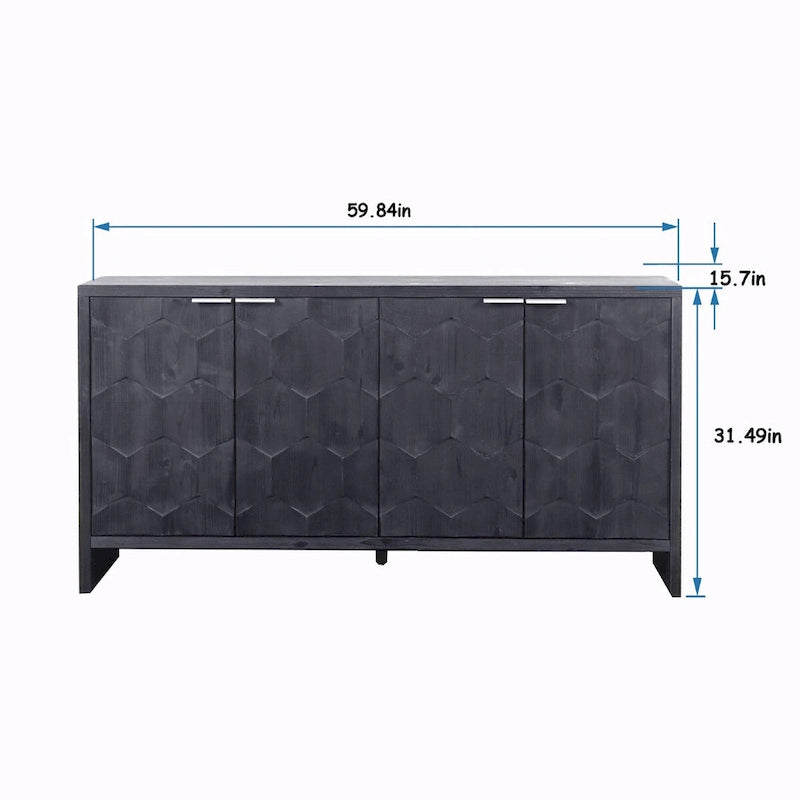 Credenza a buffet in legno a 4 ante stile rustico
