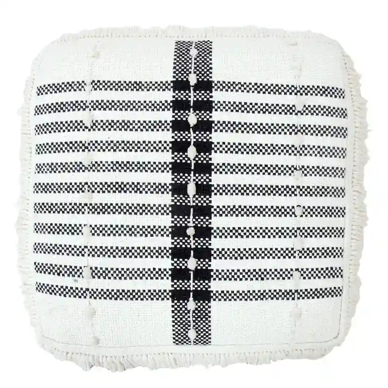 White Cotton Ottoman - 18 Inch