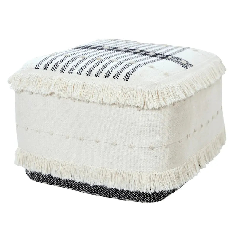 Pouf Contenitore in Cotone Bianco - 45 cm