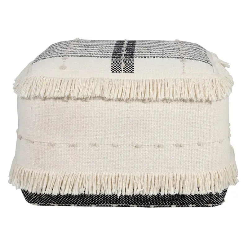 White Cotton Ottoman - 18 Inch