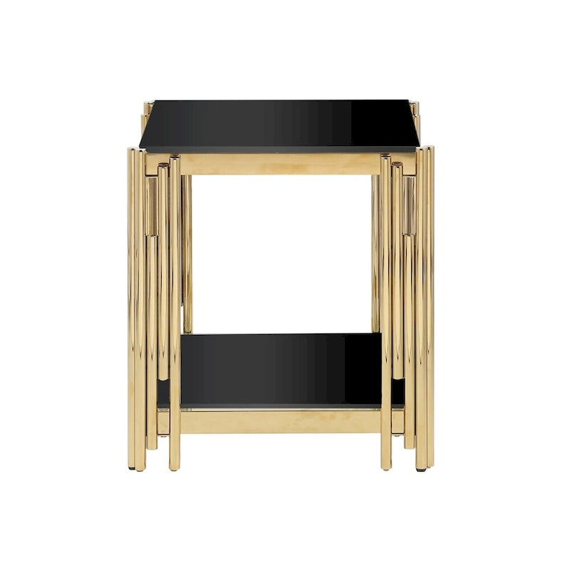 Gold Metal and Tempered Glass End Table - 20 Inch