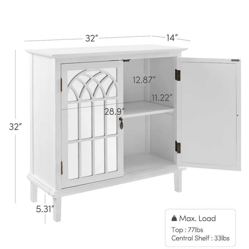 Credenza in Legno con Ante a Specchio - Mobile Buffet