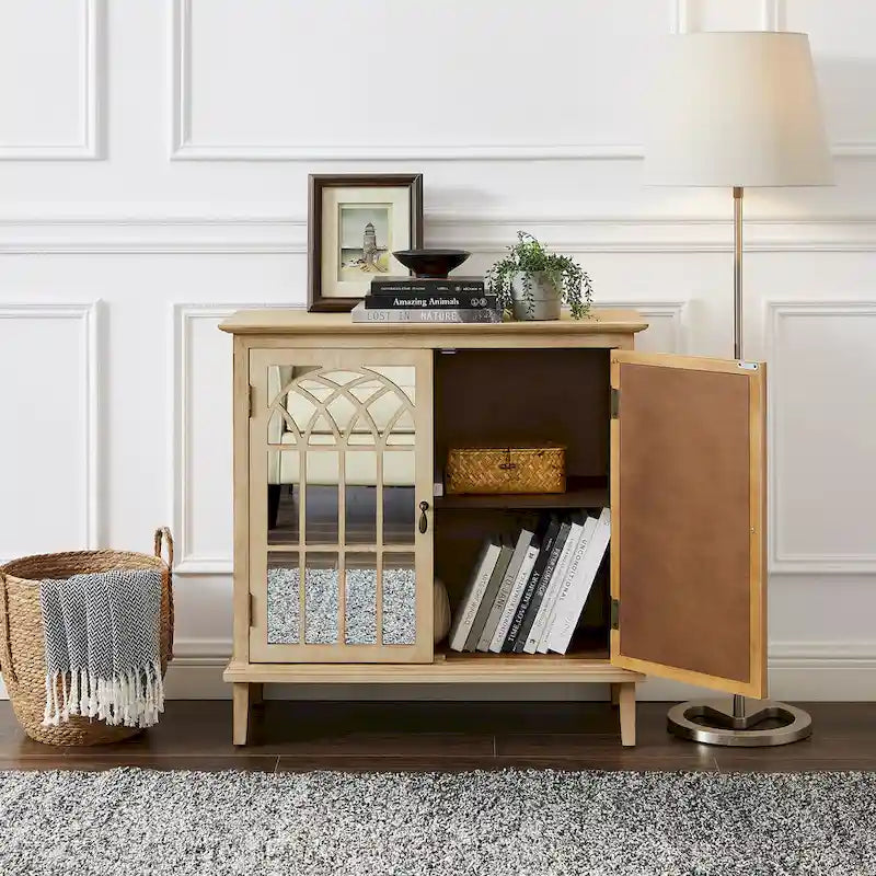 Credenza in Legno con Ante a Specchio - Mobile Buffet