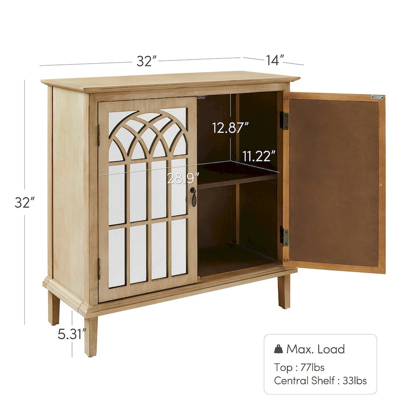 Credenza in Legno con Ante a Specchio - Mobile Buffet
