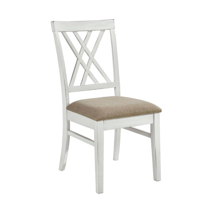 Farmhouse Dining Chairs Set of 2 with X Cross Back - Khaki and White