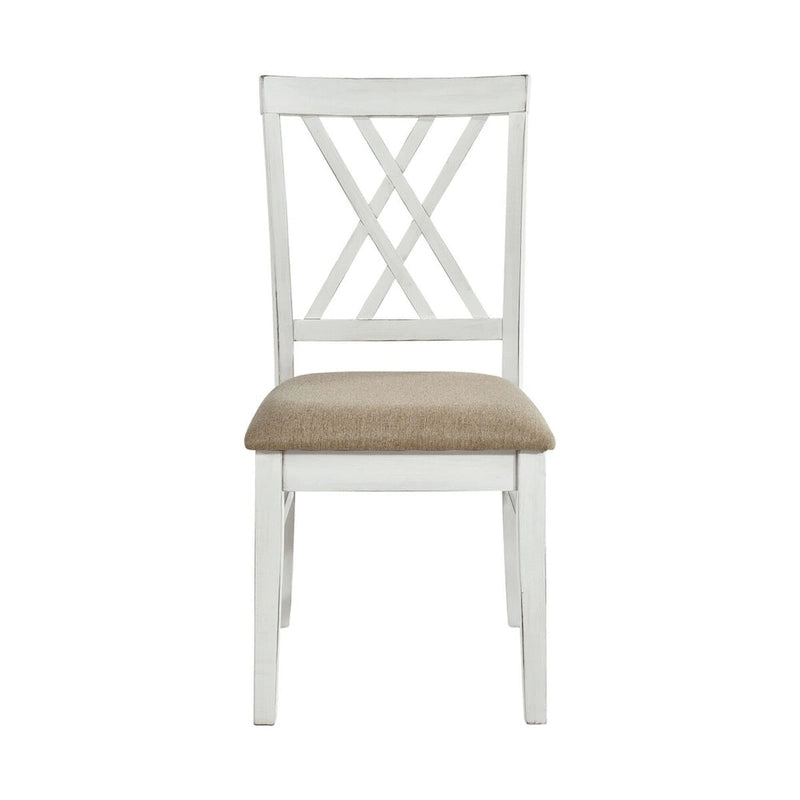 Farmhouse Dining Chairs Set of 2 with X Cross Back - Khaki and White