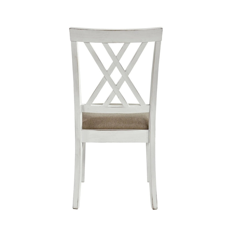 Farmhouse Dining Chairs Set of 2 with X Cross Back - Khaki and White