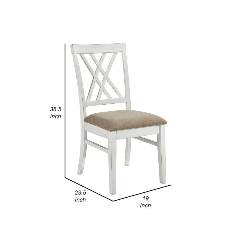 Farmhouse Dining Chairs Set of 2 with X Cross Back - Khaki and White