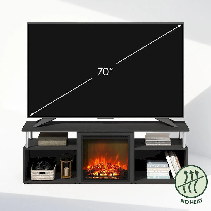 Electric Fireplace TV Stand with Open Storage for TVs up to 70 Inch