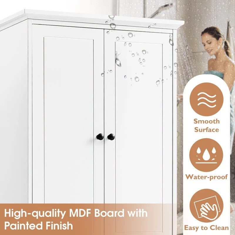 Mobiletto Contenitore da Bagno con 2 Ante, 4 Cassetti e Ripiano Regolabile