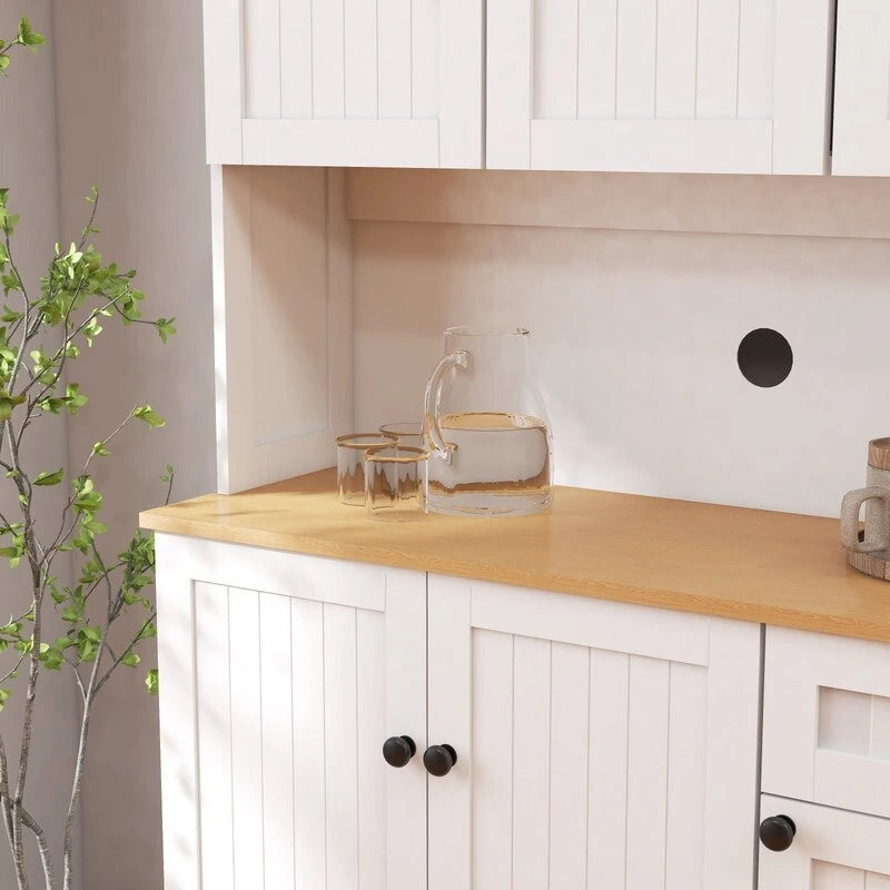 71 Inch Kitchen Storage Cabinet with 6 Doors and 1 Drawer