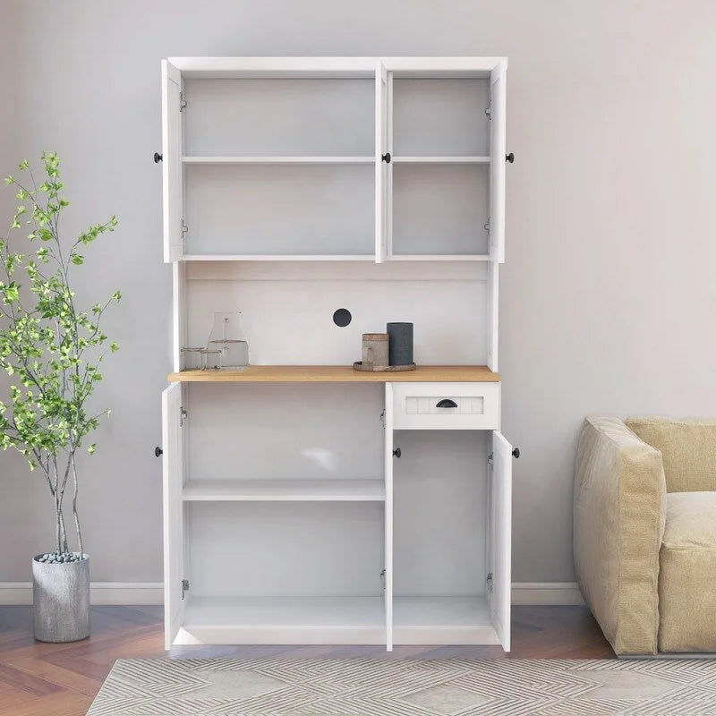 71 Inch Kitchen Storage Cabinet with 6 Doors and 1 Drawer
