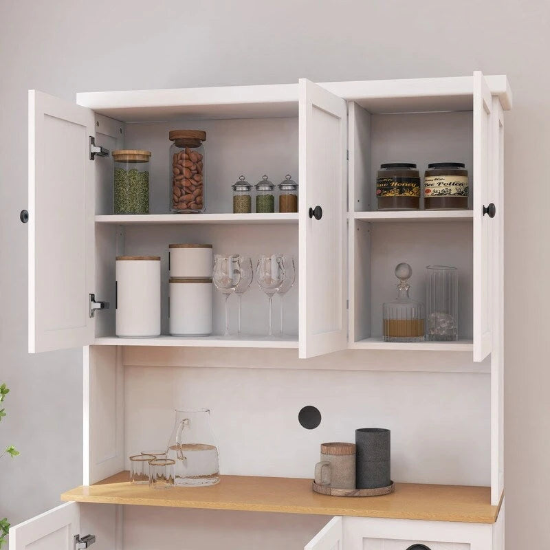 71 Inch Kitchen Storage Cabinet with 6 Doors and 1 Drawer
