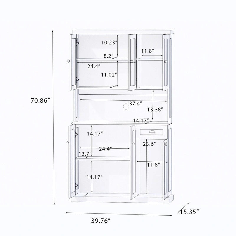 Mobile da Cucina da 180 cm con 6 Ante e 1 Cassetto